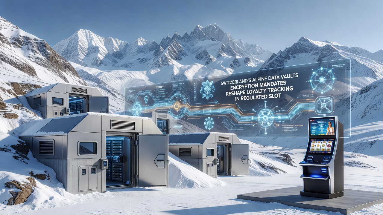 Interior view of an Alpine data vault showing server racks and encryption hardware used for gaming records